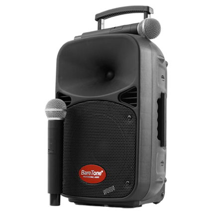 Baretone MAX8EB 8" Portable Speaker with Two UHF Wireless Microphone ( MAX-8EB MAX 8EB )