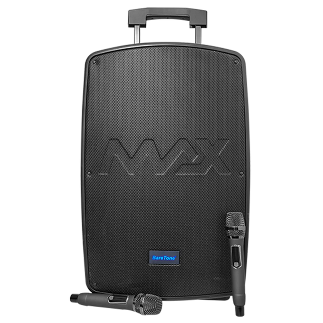 Baretone MAX12NB 12" Portable Speaker Bluetooth with Two UHF Wireless Microphone ( MAX 12NB MAX-12NB )