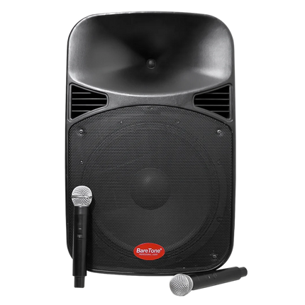 Baretone MAX15MHWR 15" Portable Speaker with Two UHF Wireless Microphone ( MAX 15MHWR MAX-15MHWR )