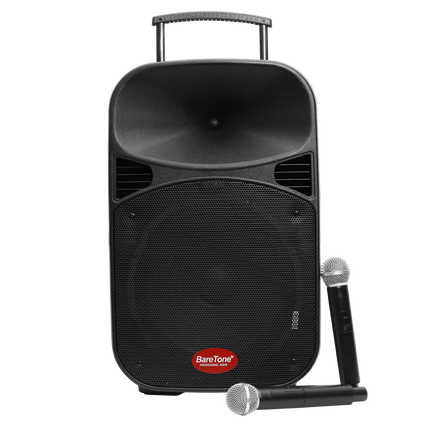 Baretone MAX12MHWR 12" Portable Speaker with Two UHF Wireless Microphone ( MAX 12MHWR MAX-12MHWR )