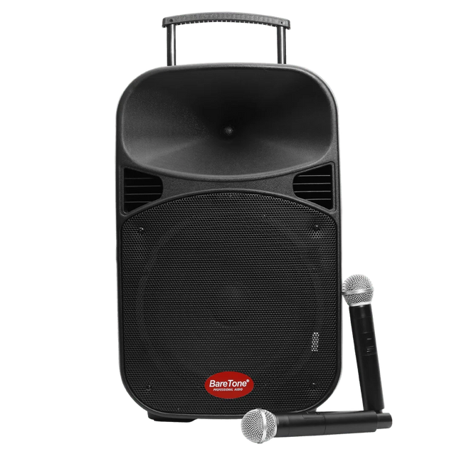 Baretone MAX12MHWR 12" Portable Speaker with Two UHF Wireless Microphone ( MAX 12MHWR MAX-12MHWR )