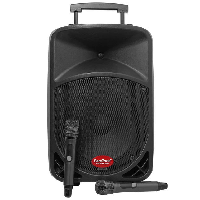 Baretone BT-3H1212BWR 12" Portable Speaker With Two Handheld Wireless Mic ( BT 3H1212BWR BT3H1212BWR )