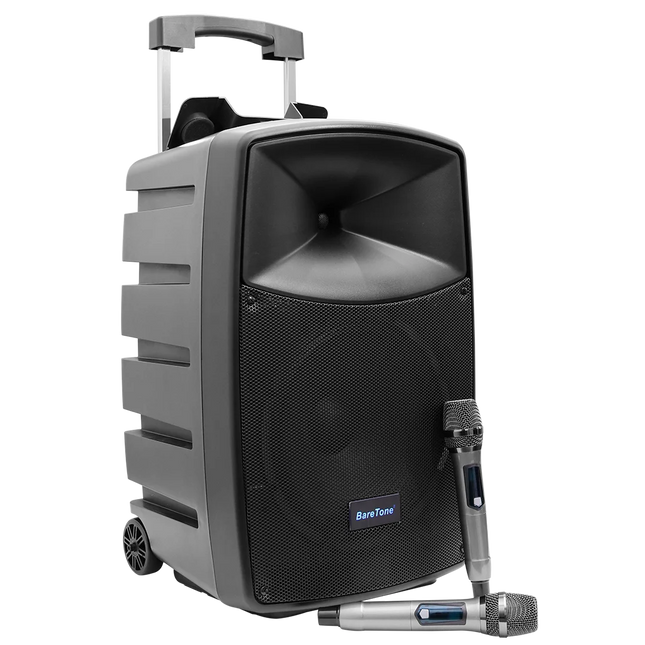 Baretone MAX12HB 12" Portable Speaker with Two UHF Wireless Microphone ( MAX-12HB MAX 12HB )