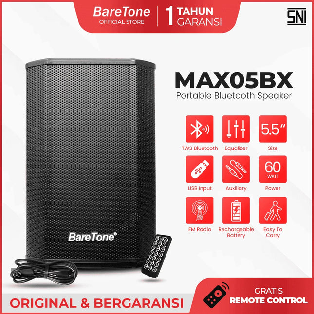 Baretone MAX05BX 5.5" Portable Speaker ( MAX-05BX MAX 05BX )