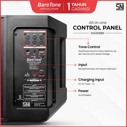 Baretone MAX05BX 5.5" Portable Speaker ( MAX-05BX MAX 05BX )