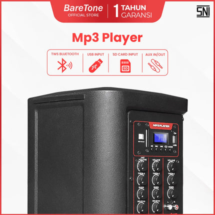 Baretone MAX08BX 8" Portable Speaker with Two UHF Wireless Microphone ( MAX-08BX MAX 08BX )