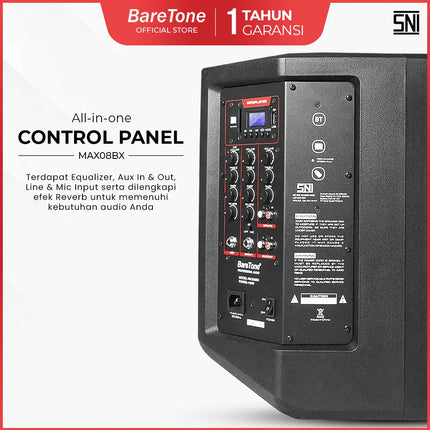 Baretone MAX08BX 8" Portable Speaker with Two UHF Wireless Microphone ( MAX-08BX MAX 08BX )
