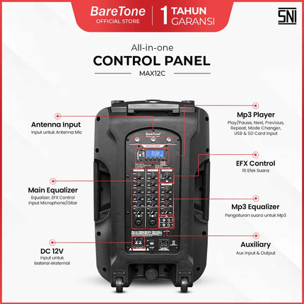 Baretone MAX12C 12" Active Portable Speaker ( MAX-12C MAX 12C )