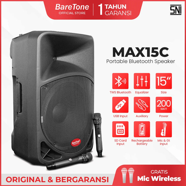 Baretone MAX15C 15" Portable Active Speaker ( MAX 15C MAX-15C )