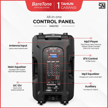 Baretone MAX15C 15" Portable Active Speaker ( MAX 15C MAX-15C )