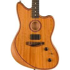 Fender American Acoustasonic Jazzmaster All Mahogany Acoustic-Electric Gtr w/Bag, Ebony FB, Natural