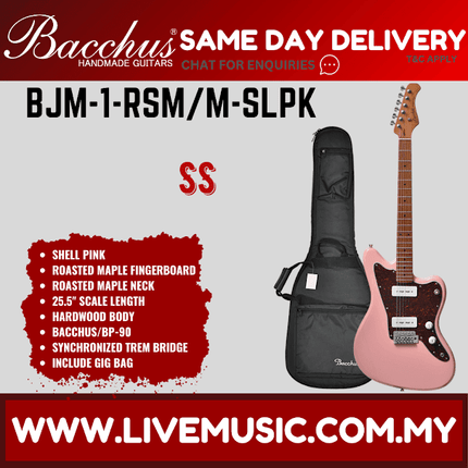 BACCHUS BJM-1-RSM/M UNIVERSE SERIES ROASTED MAPLE ELECTRIC GUITAR - SHELL PINK ( BJM1 / BJM1RSMM / BJM1 RSM M )