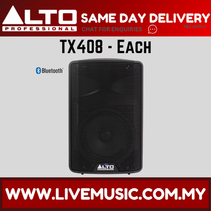 Alto TX408 8" Powered Loudspeaker w/Mic, Speaker Stand and Cable - Each / Pair ( TX-408 TX 408 ) Replace TX308 TX-308