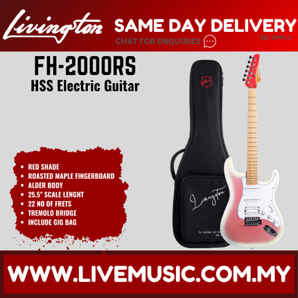 Livingston FH-2000-Pack Stratocaster HSS Electric Guitar w/GA15II Amplifier, Roasted Maple Fretboard - ( FH2000 FH 2000 )