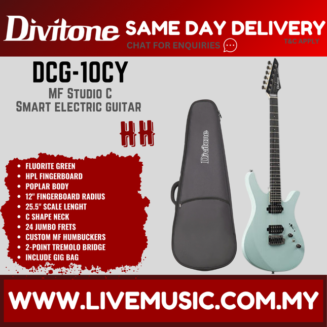 Divitone DCG-10 HH MF Studio C Electric Guitar - Green ( DCG10 DCG 10 )
