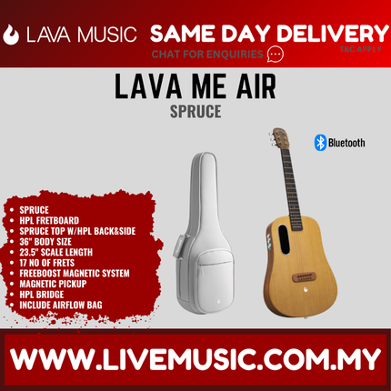 Lava Me Air 36  Carbon / Spruce Acoustic-Electric Guitar With AirFlow Bag - Natural ( LAVAMEAIR / LAVA AIR )