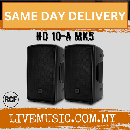 RCF HD 10-A MK5 10" Active 2-Way Speaker With Speaker Stand And Cable - Each / Pair ( HD10A / HD 10A / MK5 )