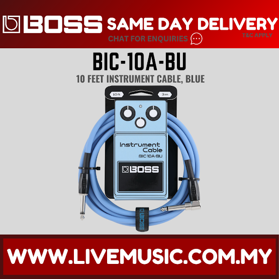 Boss BIC-10A Straight to Right Angle Instrument Cable, 10 Feet - Blue (BIC10A BIC 10A)
