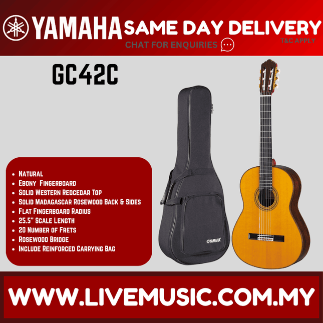 Yamaha classical guitar with natural wood body and padded gig bag