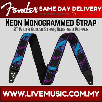 Fender Neon Monogram Guitar Strap, Purple/Blue
