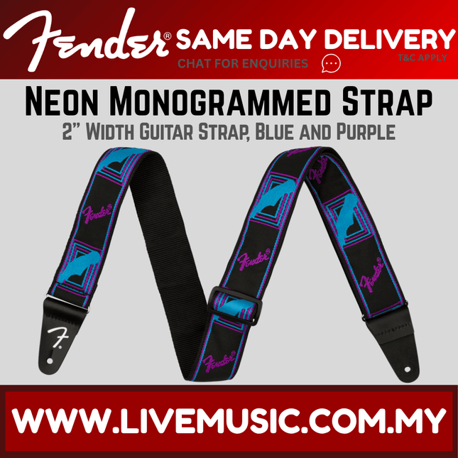Fender Neon Monogram Guitar Strap, Purple/Blue