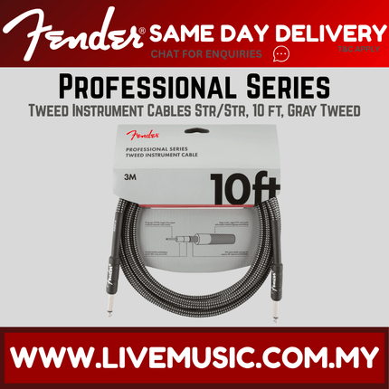 Fender Professional Series Instrument Cable, 10ft - Grey Tweed