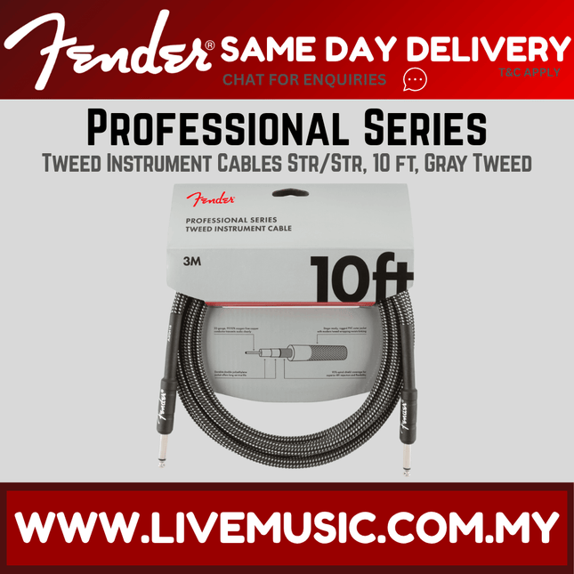 Fender Professional Series Instrument Cable, 10ft - Grey Tweed