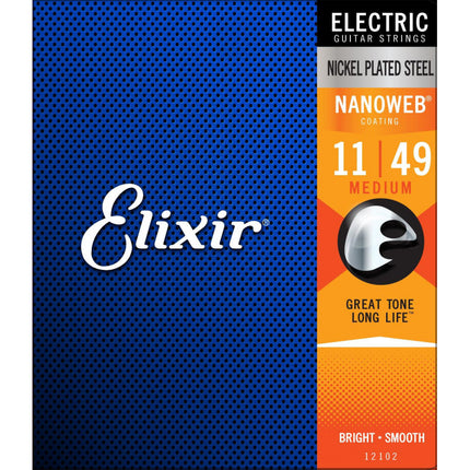 Elixir 12102 Nanoweb Coating Electric Guitar Strings (11-49)