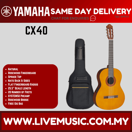 Yamaha CX40 II Full Size Electro-Classical Guitar with Pickup And Bag ( CX40II )