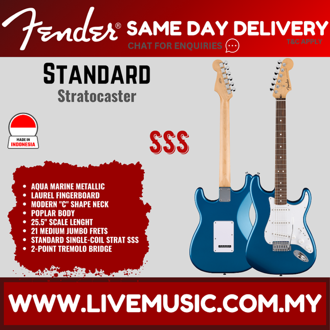 Aqua marine metallic electric Stratocaster guitar with white pickguard
