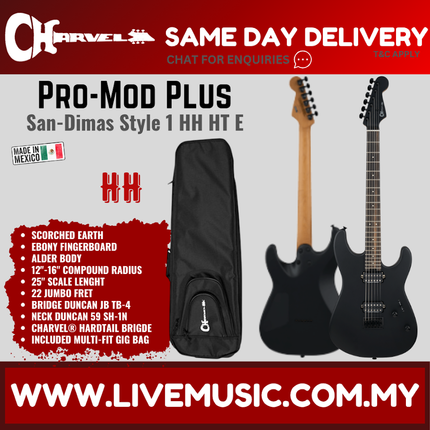 Charvel Pro Mod Plus San Dimas SD1 HH HT Electric Guitar, Ebony FB, Scorched Earth