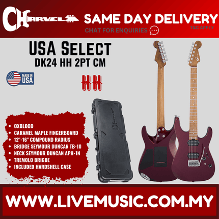Charvel USA Select DK24 HH 2PT Electric Guitar, Caramelized Maple FB, Oxblood