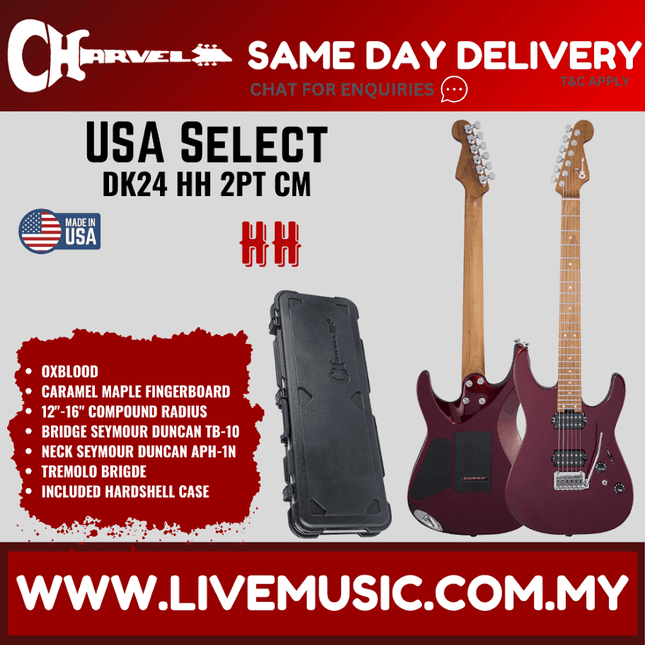 Charvel USA Select DK24 HH 2PT Electric Guitar, Caramelized Maple FB, Oxblood