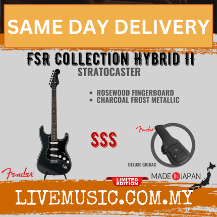 Fender FSR Collection Hybrid II Stratocaster Electric Guitar, RW FB, Charcoal Frost Metallic
