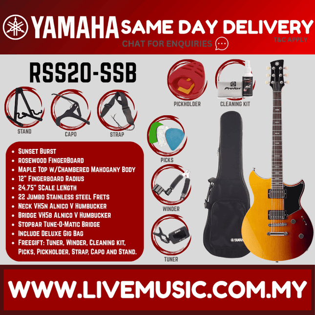 Sunset burst electric guitar with single-cut body, maple top, and six-string neck