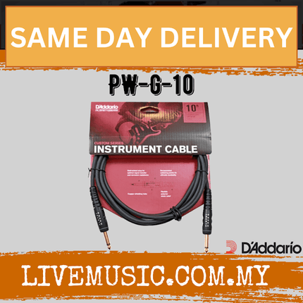 Planet Waves PW-G-10 Custom Series Instrument Cable - 10 feet (PWG10/PWG 10)