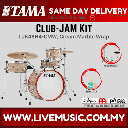 Tama LJK48H4 Club-Jam Kit 4-pieces Basic Kit Drum Set, Cymbals Not Included - Cream Marble Wrap (ClubJamKit LJK48H4)