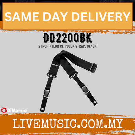 DiMarzio DD2200 2'Inch Cliplock Guitar Strap - Black (DD2200-BK/DD2200 BK)