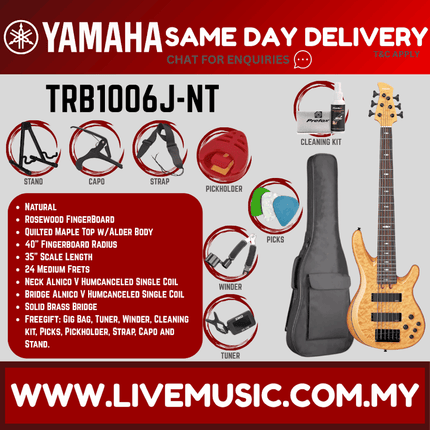 Yamaha Electric Bass Guitar TRB1006J -  Natural ( TRB 1006J / TRB-1006J )