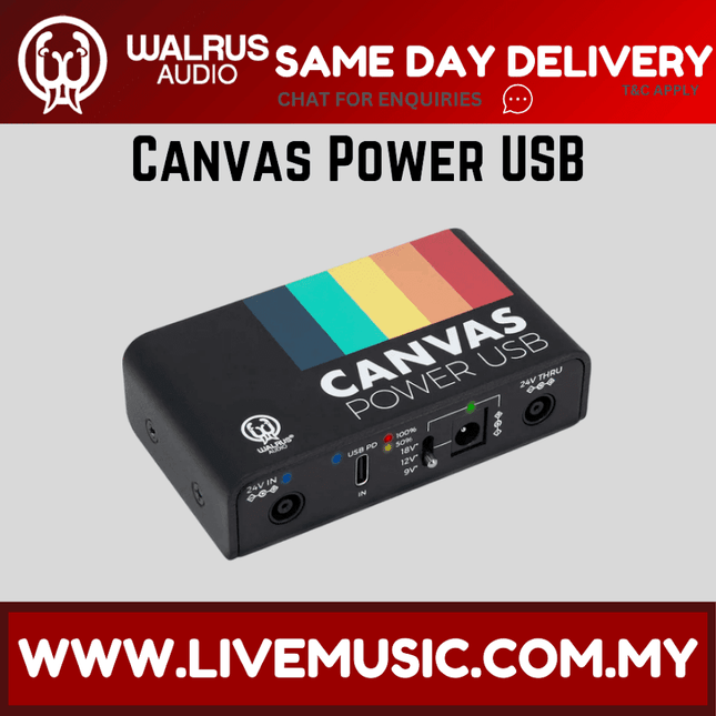 Canvas Power USB pedal power supply, black with multicolor top and side ports