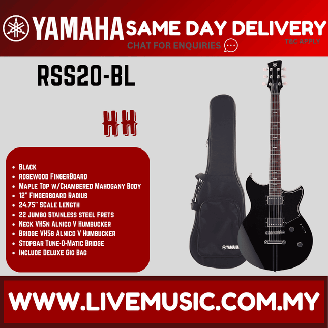 Yamaha Revstar Standard RSS20 Electric Guitar - Black ( RSS20 / RSS 20 )