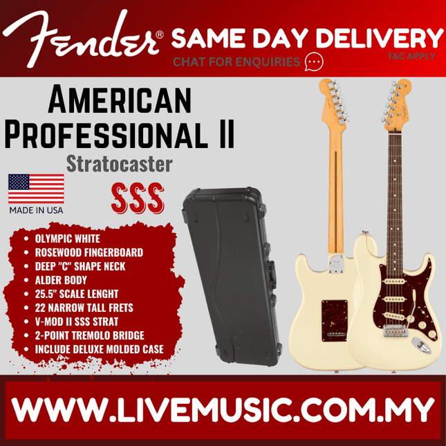 Fender American Professional II Stratocaster Electric Guitar, Rosewood Fretboard - Olympic White