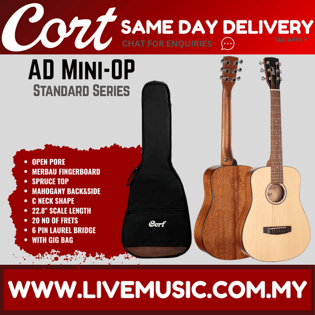 Cort AD Mini - Acoustic Guitar with Gig Bag (ADMini AD-Mini)