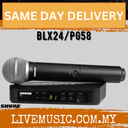 Shure BLX24/PG58 Wireless Handheld Microphone System, BLX4 Receiver & BLX2/PG58 Handheld Transmitter ( BLX24-PG58 / BLX24PG58 ）
