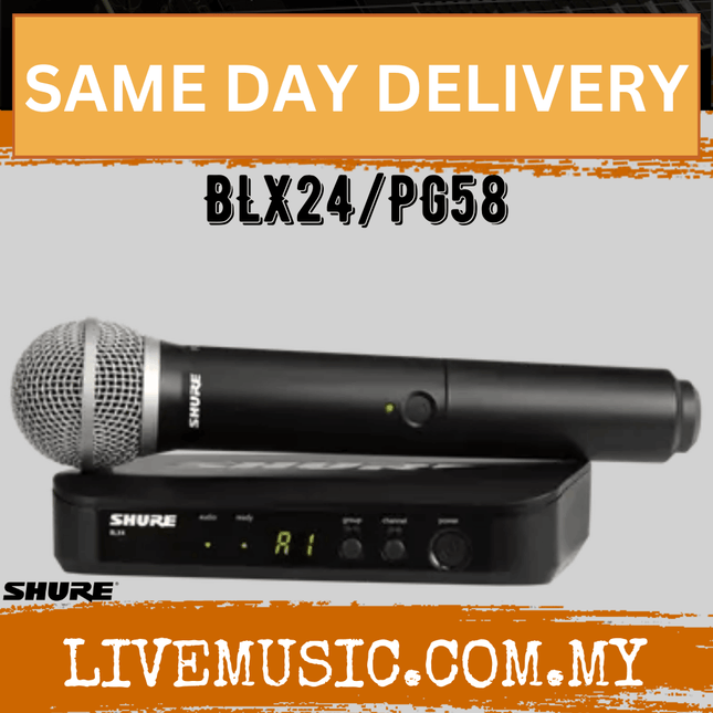 Shure BLX24/PG58 Wireless Handheld Microphone System, BLX4 Receiver & BLX2/PG58 Handheld Transmitter ( BLX24-PG58 / BLX24PG58 ）