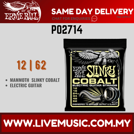 Ernie Ball P02714 Mammoth Slinky Cobalt Electric Guitar Strings, 12-62 Gauge