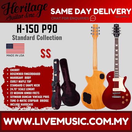 Heritage Standard Collection H-150 P90 Electric Guitar with Case, Cherry (H-150 P90)