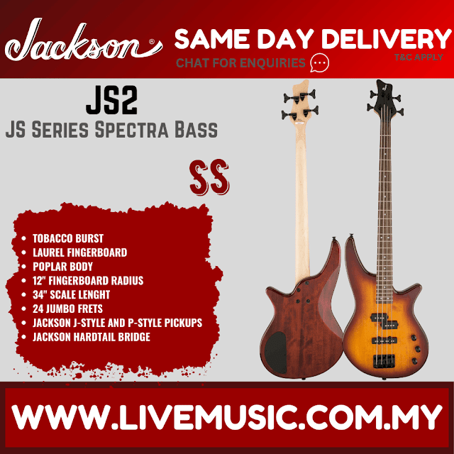 Jackson JS Series Spectra JS2 Bass Guitar, Laurel Fretboard - Tobacco Burst (JS-2/JS 2)