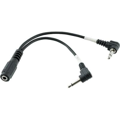 Hosa YMM-492 Air Travel Headphone Adaptor, 3.5 mm TRSF to Dual Right-angle 3.5 mm TS (YMM492/YMM 492)