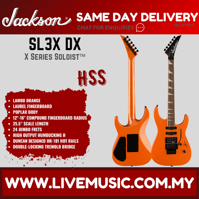 Jackson X Series Soloist SL3X DX Electric Guitar, Laurel FB, Lambo Orange